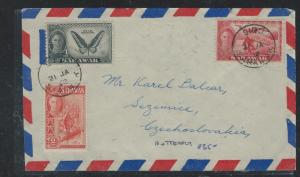 SARAWAK (P2909B) KGVI 1C BUTTERFLYX2 +2C MONKEY ++4C 8C A/M TO CZECHOSLOVAKIA