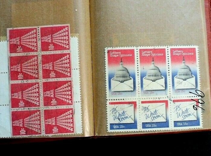 US Stamp Collection Blocks Used 48 Blocks (238 Stamps) in Pocket Block File