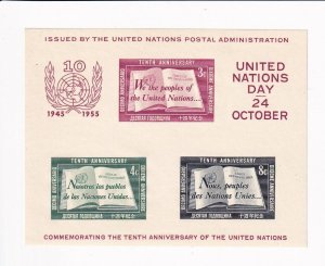 United Nations Souvenir Sheet, Sc 38, MNH (1912)