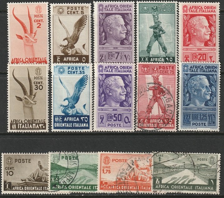 Italian East Africa Sc 1-14 partial set MH/used