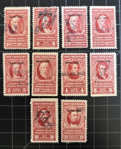 US Stamps - SC# R635 - R644 - Cancelled - SCV = $80.75
