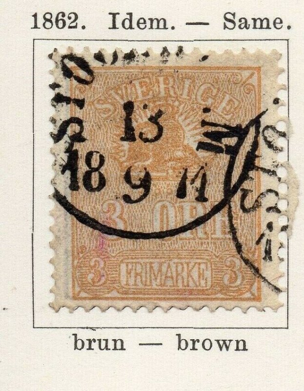 Sweden 1862 Early Issue Fine Used 3ore. NW-04587