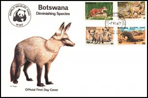 Botswana 182-185 Animals WWF U/A FDC