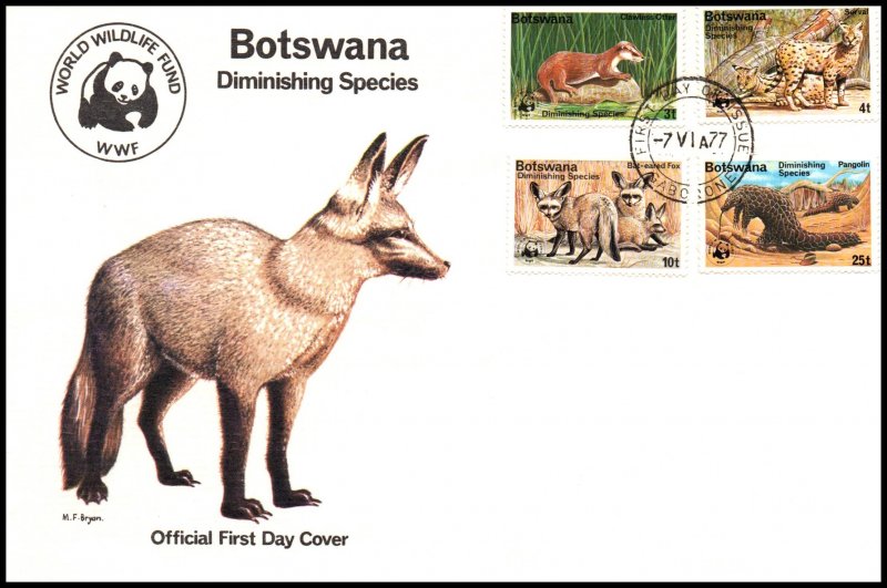 Botswana 182-185 Animals WWF U/A FDC