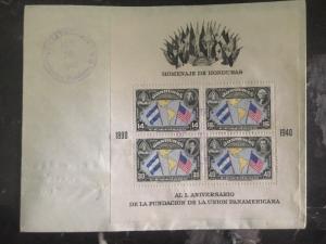 1940 Tegucigalpa Honduras Souvenir Sheet Cover Panamerican Union Foundation