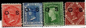 New South Wales O12-O15 Mint Hinged