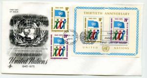 UN NY 260-62 United Nations 30th Anniversary on one ArtCraft, monarch FDC, NY