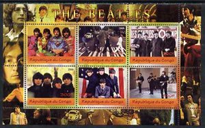 CONGO KIN. - 2009 - The Beatles - Perf 6v Sheet - MNH - Private Issue