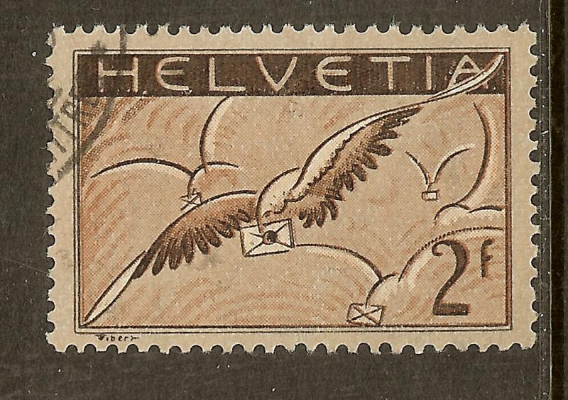 Switzerland, Scott #C15, 2fr Bird Carrying Letter, Used