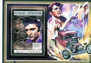 Central African Republic 1993 ELVIS PRESLEY CAR Gold s/s Perforated Mint (NH)