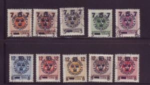 Sweden Sc B22-31 1918  militia overprint stamp set used