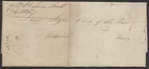 1850 SFL Moneyletter Bells Corners (Perth) CW to Goderich Red '9' Split Ring ERD