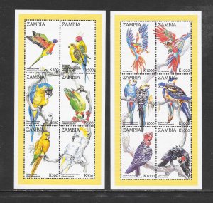 BIRDS - ZAMBIA #735-36 PARROTS M/S MNH