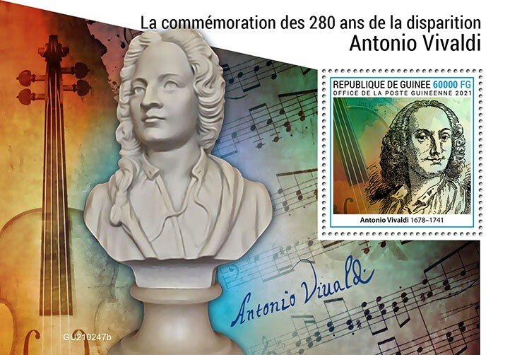 GUINEA - 2021 - Antonio Vivaldi - Perf Souv Sheet -Mint Never Hinged