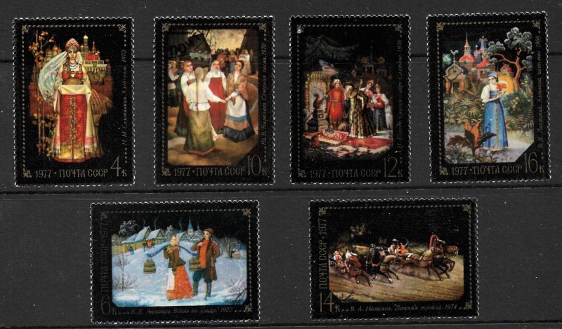 RUSSIA 1977 Folk Tales Paintings Set Sc 4554-4559 CTO USED