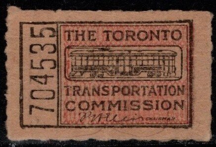 1920's Toronto Transportation Commission Ticket Good for One Fare&...