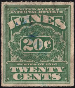 RE68 20¢ Wine Stamp (1933) Used