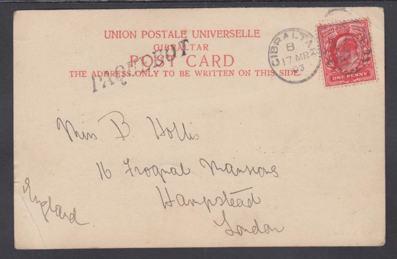 Great Britain Sc 128 on 1903 undivided back PAQUEBOT PPC, Queen of Spain's Chair