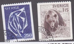 Sweden # 1233 -1234, Brown Bear, Used, 1/2 Cat