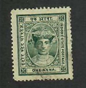 Indore State- India;  Scott 10; 1907; Used