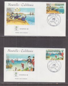 NEW CALEDONIA, 1988 Sydpex pair on separate Illustrated First Day covers.