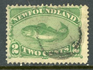 Canada 1896 Newfoundland 2¢ Green Fish Scott 47 VFU V396