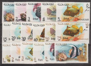 1966 Sharjah Sc# 145-61 Tropical Reef Fish, Marine Life. MNH set Cv$38.20