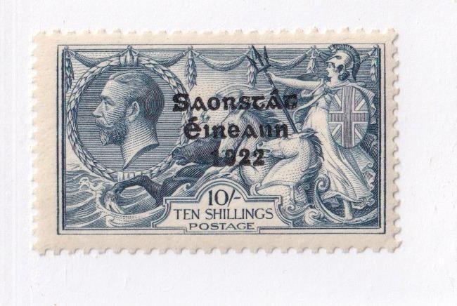IRELAND # 79a VF-MNH 10sh BRITANNIA SEAHORSE KGV ISSUE CAT VALUE $3750