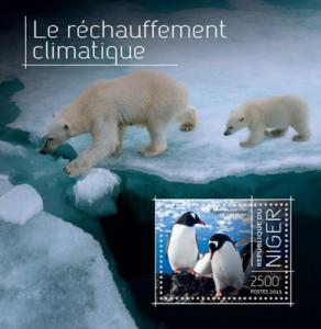 NIGER 2013 SHEET GLOBAL WARMING POLAR BEARS PENGUINS nig13712b