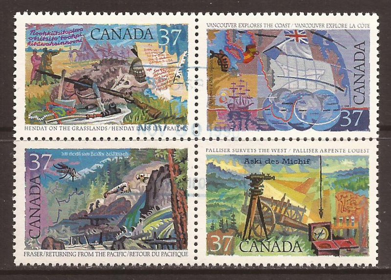 1988 Canada - Sc 1202a - used VF - Block of 4 - Exploration of Canada - 3