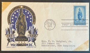 NATL CAPITAL SESQUICENTENNIAL#989 APR 20 1950 WASHINGTON DC FIRST DAY COVER BX6