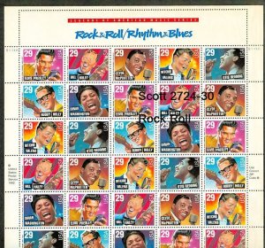 1993 Rock & Roll  Rhythm & Blues 7 designs Sc 2724-2730 MNH mint sheet of 35