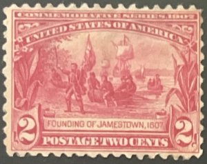 Scott #329 1907 2¢ Jamestown Founding of Jamestown unused hinged