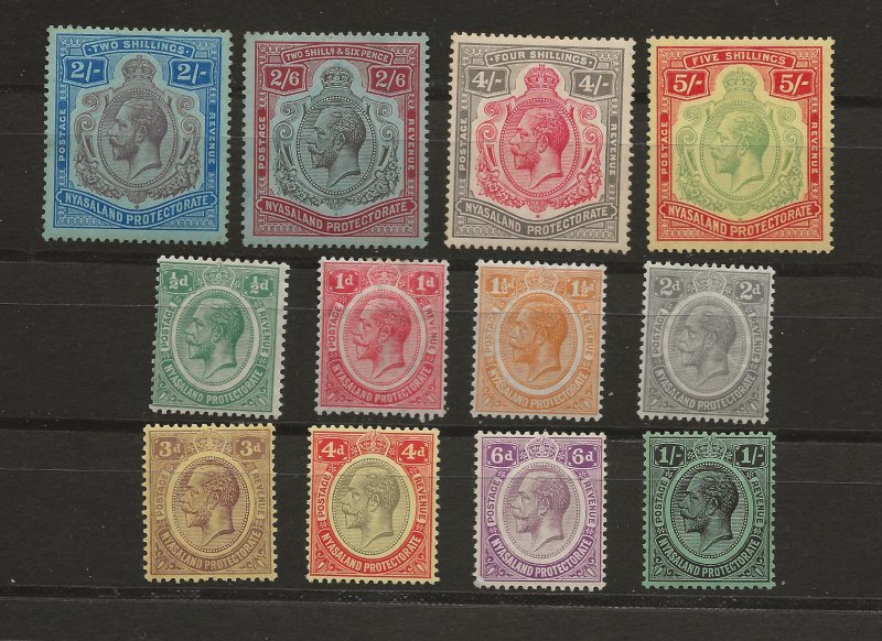 Nyasaland Protectorate 25-36 SG 100//112 MHR F/VF 1921-1930 SCV $194.50 (jr)