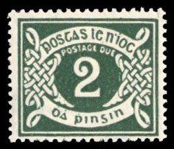 Ireland #J3 Cat$125, 1925 2p dark green, never hinged