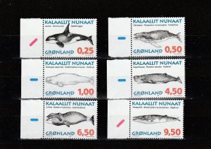 Greenland  Scott#  303-308  MNH  (1996 Whales)