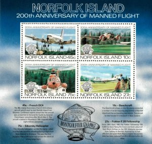 Norfolk Island 1983 - Manned Flight Bicentennial - Souvenir Sheet - 313a - MNH