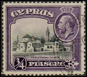 Cyprus 127 - Used - 3/4pi Persisterona Church / George V (1934) (cv $0.45) +