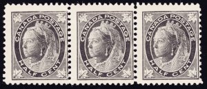 Canada Scott 66 3 stamps Mint NH OG 1/2c 1897-98 Black Lot A6001 bhmstamps