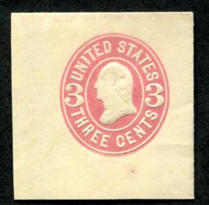 U.S. U59 Cut Square, 3c Pink, Buff, Full Corner