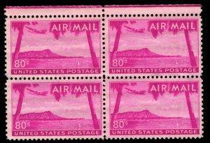 OAS-CNY 13339 AIR MAIL 1952 SCOTT C46 $0.80 HAWAII BLOCK $12 MNH