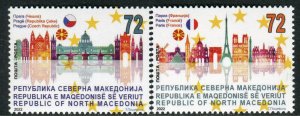 319 - NORTH MACEDONIA 2022 - Macedonia in EU - Paris - Prague - MNH Set