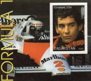 Tadjikistan 2001 FORMULA 1 AYRTON SENNA S/S (1) Perforated MNH