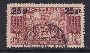 Poland    #285   used   1934  altar panel surcharge