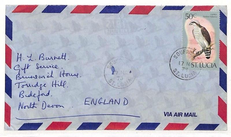 UU462 1979 St Lucia North Devon GB Cover {samwells-covers}