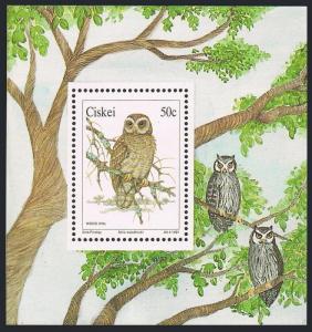 SA-Ciskei 166a,MNH.Michel Bl.6. Owls 1991.Wood owl.