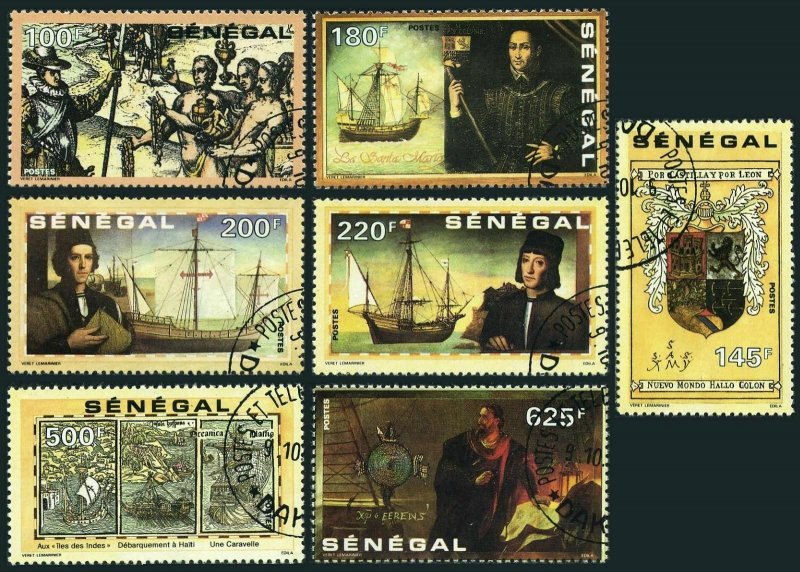 Senegal 932-938,CTO.Michel 1139-1145. Discovery of America-500,1992.Columbus.