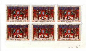 Mozambique 1969 Sc 492 Plate Block of 6 MNH OG King Manuel I