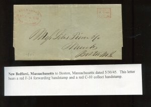 Hale & Co (and Bates Express) Cover New Bedford MA to Boston MA LV6559