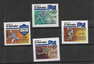 EL SALVADOR 1996 OLYMPICS GAMES ATLANTA 96 SPORTS SET OF 4 VALUES MINT NH 1442/5